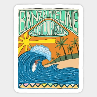 Banzai Pipeline Oahu Hawaii Sticker